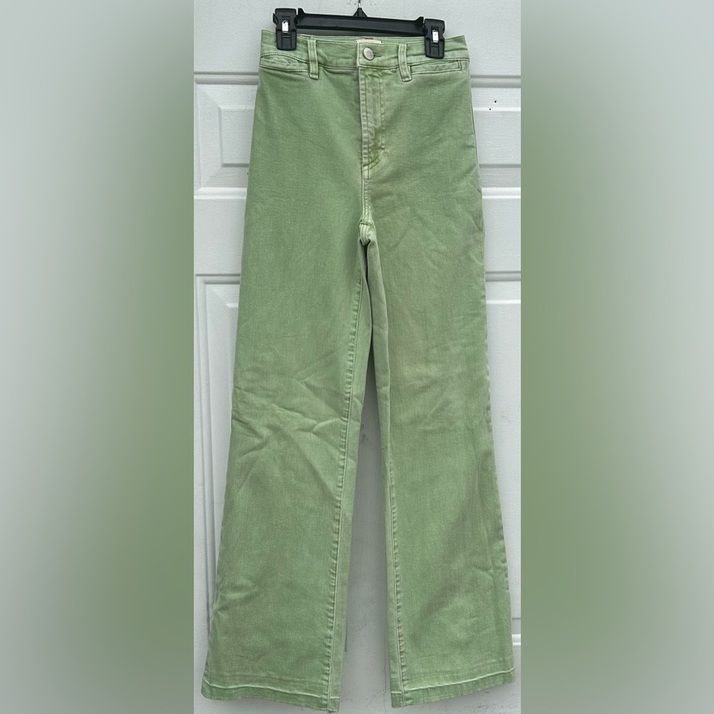 Alice+Olivia Pastel Green Straight Leg Jeans